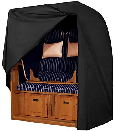 Telo protettivo per poltrona da spiaggia, in tessuto Oxford 300D, impermeabile, resistente all'inverno, copertura per poltrona da spiaggia con resistente ai raggi UV, nero (135 x 105 x 175/140 cm)