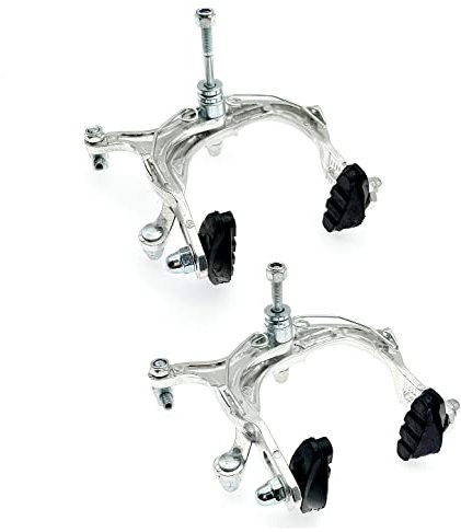 JZK 1 Paar U Form Fahrradbremse für Mountainbike und MTB, BMX Bremsklemmen, Rennrad Bremsen Fahrrad vorne und hinten Bremssattel Bremsen Set, Lange Arm Bremsen mit Belägen für Fahrrad