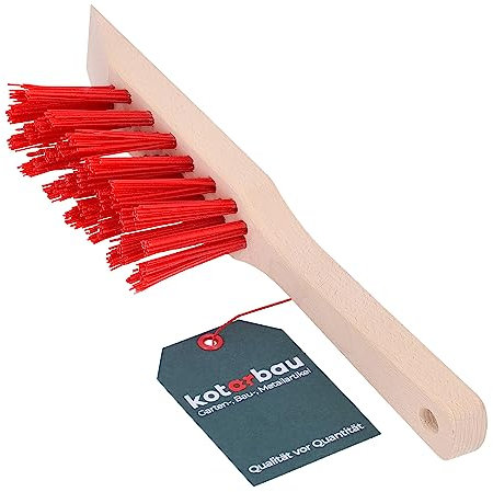 KOTARBAU® Cepillo para cortacésped de 30 cm, cepillo eficaz para limpiar con raspador, cepillo de mano con mango de madera, cerdas de nailon resistentes, cepillo ideal para herramientas de jardín para