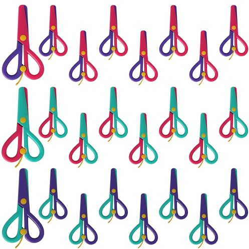 Belle Vous Forbici Bambini - 24x Forbicine Sicure da 12,5 cm - Forbice Bambini Mancini e Destrorsi - Set per Casa e Scuola - Kit Ritaglio Carta Cartoncino - Colori Assortiti