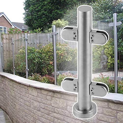 McgoS Balustradenpfosten Edelstahl-Glasgeländer-Systemklemme, moderner Glasbalustraden-Geländerpfosten mit Zapfenschlitz, Gartenzaun-Pool-Glaspaneel-Säulen-Handlauf (Farbe: Silber-Mittelpfosten,