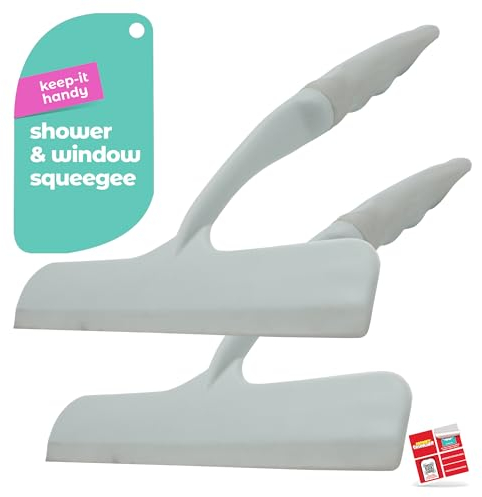 SOL 2pk Shower & Window Squeegee, 21cm x 26cm Multipurpose Shower Squeegee Glass Cleaner Tool for Mirrors, Tiles, and Cars, Durable Rubber Blade Wiper with Ergonomic Handle for Comfortable Grip