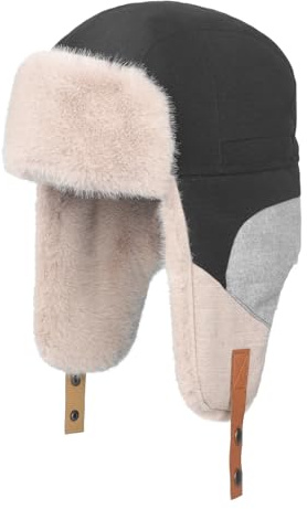 Chapka in finta pelliccia, da donna, uomo, con trapapper, invernale, caldo, antivento, berretto da aviatore, russo, regolabile, per sci, bicicletta all'aperto, 54-60 cm, Nero , Taglia unica