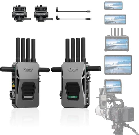 Accsoon CineView Master 4K Wireless Transmitter and Receiver(HDMI), 2.4/5/6GHz Video Transmission Surveillance Systems, 8202FT Transmission Range 25ms Latency, Supports 1 Wired iOS+4 App Monitoring