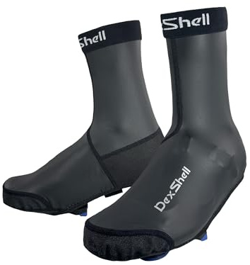 DexShell Zipperless Cycling Shoe Covers, Showerproof Windproof Overshoes with PU-Coated Fleece, Lightweight & Unisex – Black, LG
