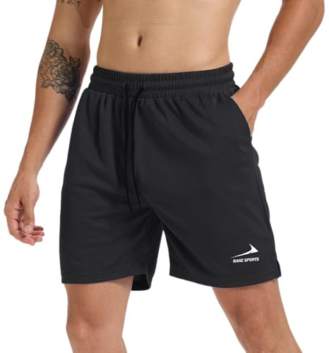 Men's Athletic Shorts - Lightweight Breathable Quick-Dry Gym Running Fitness Workout Shorts with Elastic Waistband Black M