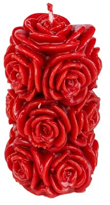 BeesWax World – Bougies en cire d’abeille faites main « Love » – Cœurs, ours et cylindres – Décoration et idée cadeau (Cylindre rose rouge – H 120 mm | Ø 55 mm)