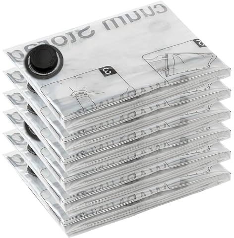 Sacchetti Sottovuoto Vestiti- Sacchi Sottovuoto 6 Pezzi, 40x60 cm - Buste Sottovuuto per Conservazione Piumoni, Coperte e Vestiti -Risparmiare Spazio in Armadio, Ideali per il Cambio Stagione