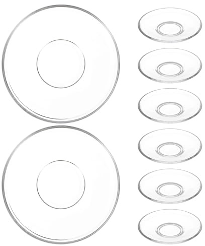 Hohopeti Juego De 8 Tazas De Café Con Platillos De Vidrio Transparente Posavasos Platos De Té Posavasos Redondos De Vidrio Transparente Para Tazas De Café Bandeja Para Cucharas