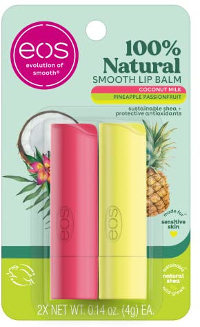 eos Super Soft Shea Stick Lip Balm, Coconut Milk and Pineapple Passionfruit, Deeply Hydrates and Seals in Moisture, Sustainably-Sourced Ingredients