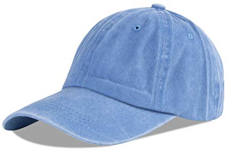 LANGZHEN Unisex Baseball Cap 100% Baumwolle Fits Männer Frauen Washed Denim Einstellbare Papa Hut (Sky Blue, One Size)