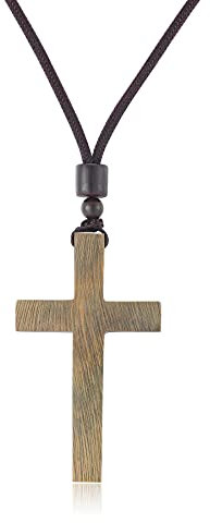 Cadeaux d'art chrétien, Pendentif Croix Hommes Femmes Collier, Collier Réglable Religieux en Bois de Bois de Santal, Cadeau D'anniversaire de Noël