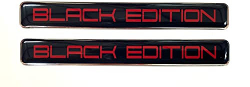 2 x BLACK EDITION Domed Stickers/Decals - Red on Black 106mm