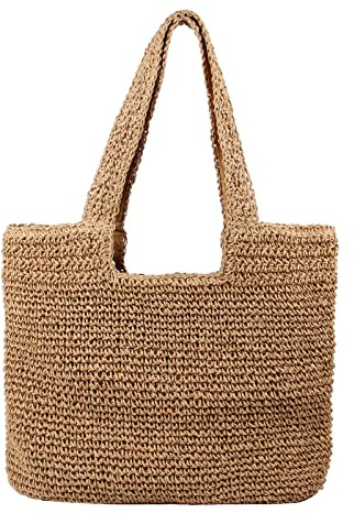 Freie Liebe Straw Beach Bag for Women Summer Woven Tote Bag Shoulder Handbags
