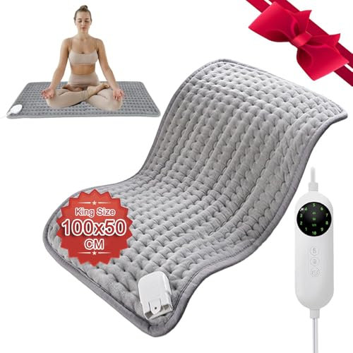 Großes OCSOSO Heizkissen - Elektrisch mit 10 Temperaturstufen und Power Off-Funktion für Rücken, Nacken und Schultern