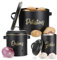 SUMTree 3-piece Potato & Onion Storage Set, Canister Sets for Kitchen Counter, Garlic Keeper, Bin (Black)