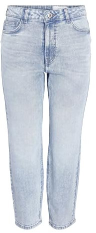 Noisy may Damen Jeans Cropped High Waist Hose Denim Bleached Pants NMMONI, Farben:Hellblau, Größe:31W / 32L, Beinlänge:L32