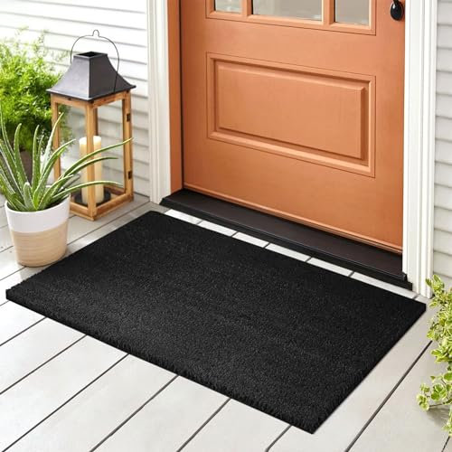 Karat Coconut Doormat for Outdoor and Indoor Use-Door Mat-Dirt Trapper Mat-Coconut Mat Winter Protection with Non-Slip Back for Front Door and Entrance,Made to Measure,Black,80 x 100 cm,1.7