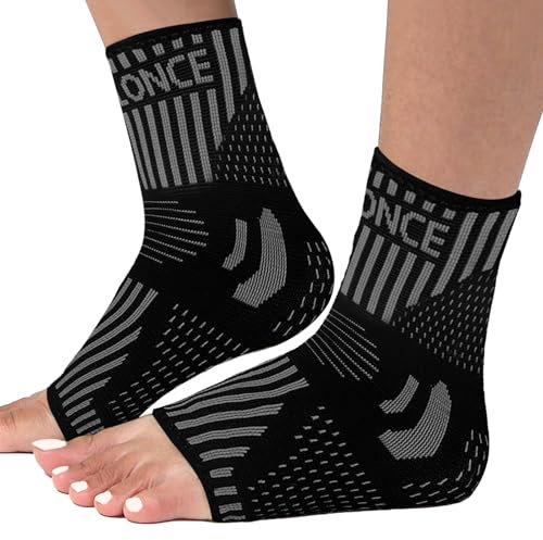 2 Stück Sprunggelenkbandage,Neuropathie Socken,Atmungsaktive Knöchelbandage,für Damen/Männer Kompressionssocken(Schwarz,M)