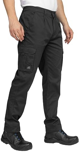BWOLF Prime Pantalon Cargo Homme en Coton Coton Militaire Tactique Pantalon de Travail Homme avec Poches Multifonctions, Noir, L