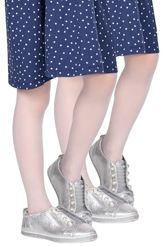 looksy Tonia 2-pack italienska strumpbyxor för flickor 20 DEN lätt transparent med fot strumpbyxor för balett dans skoluniform strumpor 2 par, VIT, 146-152