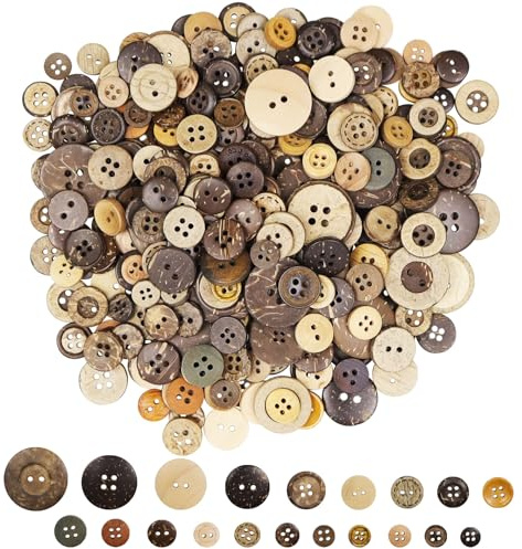 Buttons for Crafts, Mixed Sizes and Shapes Button - Brown (About 100g)