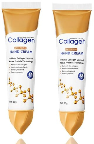 Collagen Hand Cream for Women - Moisturiser for Dry Skin, Cracked Hands, Softens and Improves Texture, Lightweight Fast-Absorbing Formula, Non-Greasy Daily Use, 10x Collagen Active Protein