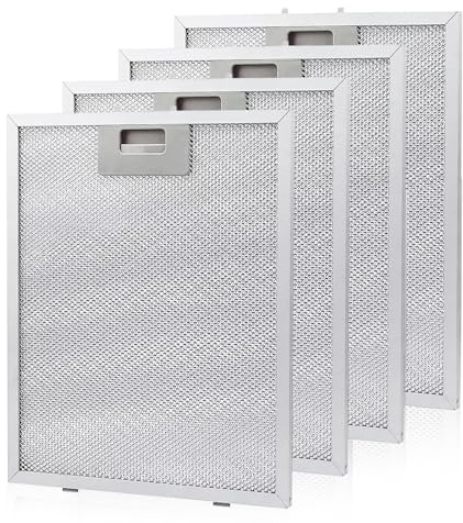 Paquete de 4 filtros de campana extractora de 320 x 260 mm, 5 capas de malla de aluminio, cubierta de ventilación, filtros de grasa para campana extractora de cocina