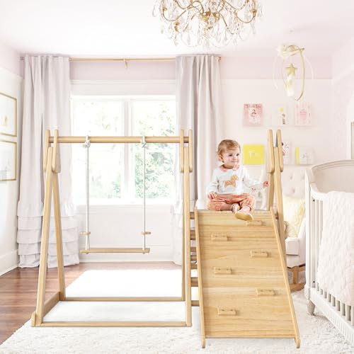 Struttura da arrampicata per interni, parco giochi per interni, con struttura per arrampicata, altalena, scivolo, 3 in 1, pieghevole, parco giochi per giardino, parete da arrampicata per cameretta dei