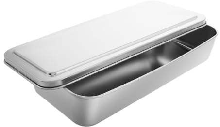 DECHOUS Plaque Inox Rectangulaire avec Couvercle Acier Inoxydable pour Cuisson Gâteau Tiramisu et Cheesecake Moule Cuisson et Polyvalent pour Four Plat Inox Pratique pour Pâtisserie et