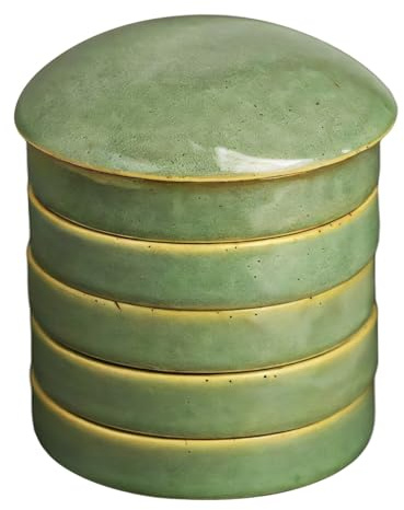 Vestamore Traditional Ceramic Mixing Palette, 5-Dish Watercolor Tray With Lid, Elegant Chinese-Inspired Design