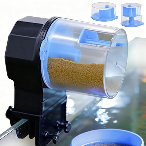 Alimentador automático para pecera, dispensador de Alimentos Compacto Alimentado por Pilas, Temporizador automático de Vacaciones, para Vacaciones, Fin de Semana, hogar, Acuario, Estanque, Tortuga