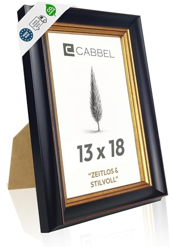 CABBEL Vintage bildram svart-guld 13 x 18 cm AVI – barock antik fotoram dekorerad med ornament, dekorativ ram för foton och affischer, ädel väggdekoration för vardagsrum, galleri eller kontor