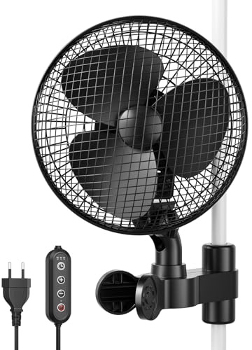Trsaow Ventilatore a morsetto per coltivazioni, 20W oscillante, 2 velocità, doppia oscillazione 90°/120°, portata 315 CFM, funzione memoria, silenzioso per tende, scatole e serre di coltura
