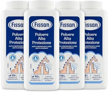Polvere Alta Protezione per Neonati, a Base di Amido di Mais Naturale, Rinfresca e Lenisce, 200g, Set Multiplo (Set da 4 Pezzi)