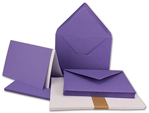 FarbenFroh Lot de 25 cartes pliables avec enveloppes Violet Format A6 14,8 x 10,5 cm