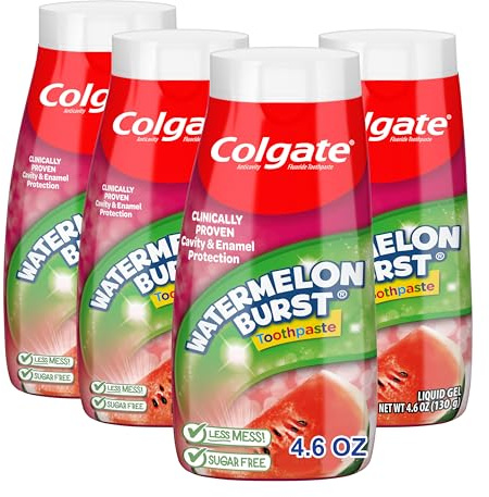 Colgate Anticavity Kids Toothpaste with Fluoride for Ages 2+, Watermelon Burst Flavor - 4.6 Ounce (4 Pack)