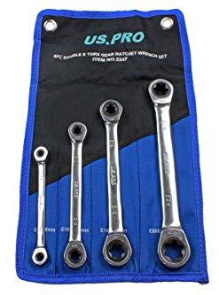 US PRO Tools 4pc Metric Double E-Torx Gear Ratchet Spanner Set E6 - E24 2247