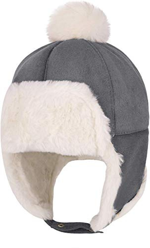 Bonnet Enfant Chapka du Ski Cagoule Hiver Chapka Peluche avec Pompon Chapeau Forme Animal pour bébé 2-4 Ans