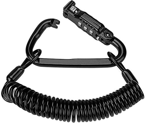 CENPEK Lucchetto e cavo per casco da moto, elegante, nero, resistente, con chiusura a perno per bici, casco e bagagli