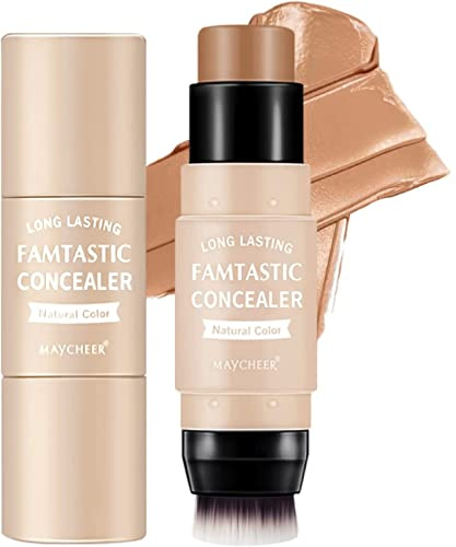 Contour Stick Concealer Bronzer Stick Tono único con un solo pincel Base de textura cremosa en barra, se mezcla fácilmente Maquillaje facial y corporal