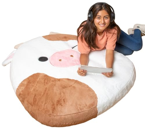 BigMouth x Squishmallows Original Inflat-A-Pal, Inflatable Floor Pillow, Jumbo Animal Cushion Lounger for Kids - Ronnie the Cow Squishmallow