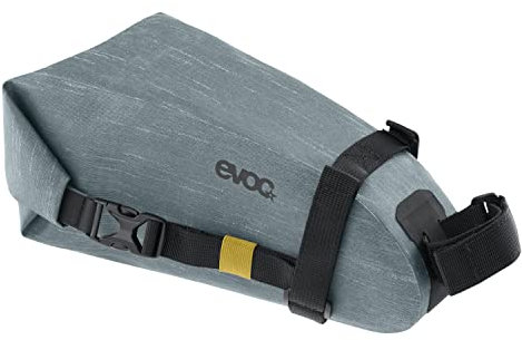 EVOC SEAT PACK WP 2, einfache Satteltasche (leichtes Fahrradzubehör, wasserfeste Bikebag, Fahrrad Tasche hinten, Maße: 10 x 26 x 11 cm, Gewicht: 180 g, Volumen: 2 l), Steel
