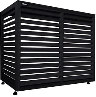 Wärmepumpe Verkleidung Klima Sichtschutz Abdeckung aus Holz für Außengeräte Klimaanlage (anthrazit)