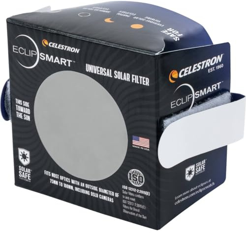 Celestron – EclipSmart Safe Solar Eclipse Telescope and Camera Filter – Meets ISO 12312-2:2015(E) Standards – Works with Your Telescope, Spotting Scope, or DSLR Camera – Observe + Photograph Eclipses