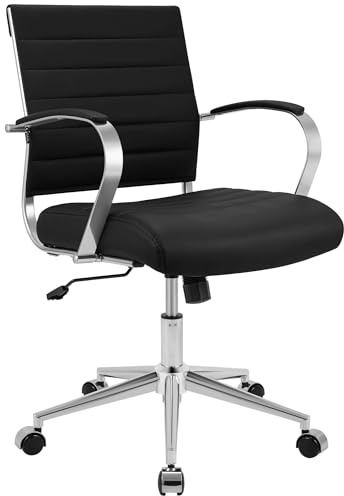 CLP Fauteuil de Bureau Oakland reglable en Hauteur, pivotant 360 degres avec Fonction Bascule et roulettes silencieuses. Couleur:Noir;Matériel:Cuir véritable