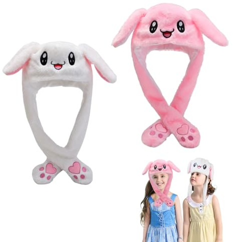 Wydexint 2 Pcs Chapeau Lapin Oreille, Peluche Bonnet Lapin, Bonnet Enfant Oreille Qui Bouge, Bonnet Oreille Qui Bouge,Chapeau En Peluche Adapté à La Fête Costumée, Fête De Noël, Carnaval, Cosplay
