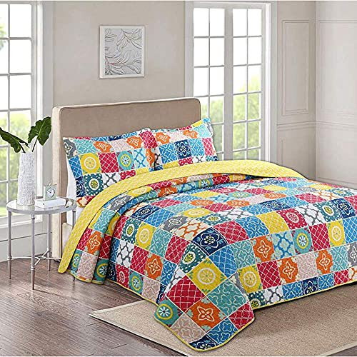 Quiltat överkast Bomull Dubbel King Size 240X260cm Tjockla lakan Allergivänligt Lätt Sängöverdrag Mikrofiber Dekorativ filt,Patchwork-240X260cm,Patchwork-king 240X260cm,Patchwork-king 240X260cm