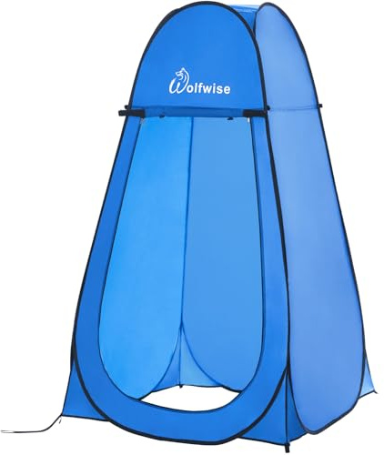 Wolfwise Pop Up Shower Tent, Portable Instant Changing Tent with Ventilation Window & Carry Bag, Privacy Bathroom Toilet for Beach, Camping & Outdoor, Width 47 , Height 83 , Blue