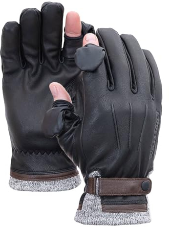 Vallerret Djuke Photography Glove, Black, FlipTech Finger Caps with Magnets, Merino Wool Lining for Comfort, Goat Leather (Black, L)